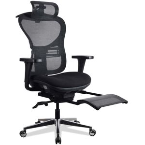 Kqueo Chaise ergonomique de bureau avec repose-pied noire