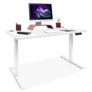 Kqueo Bureau assis debout effet bois blanc 140x70 Blanc 140x130x70cm