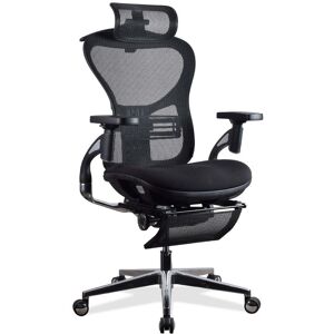 Kqueo Chaise ergonomique de bureau avec repose-pied noire