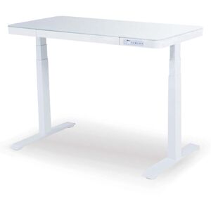 Kqueo Bureau assis debout verre trempé blanc 120x60 Blanc 120x130x60cm