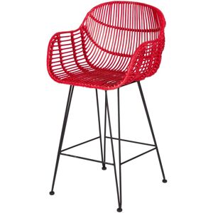 Rotin Design Chaise haute de bar en rotin rouge et métal Rouge 58x102x57cm