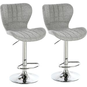 Homcom Lot de 2 tabourets de bar style contemporain réglable pivotant gris