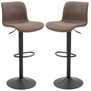 Homcom Lot de 2 tabourets de bar Vintage reglable pivotant repose-pied marron