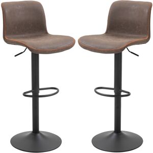 Homcom Lot de 2 tabourets de bar Vintage réglable pivotant repose-pied marron - Publicité