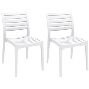 CLP Lot de 2 chaises de jardin empilables en plastique Blanc