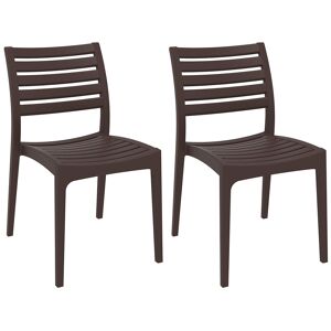 CLP Lot de 2 chaises de jardin empilables en plastique Marron