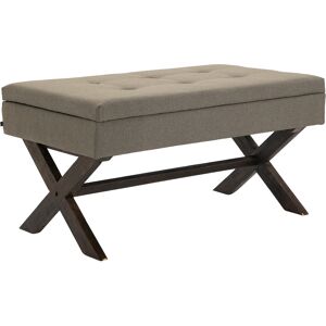 CLP Banquette avec pieds en bois assise en tissu Taupe