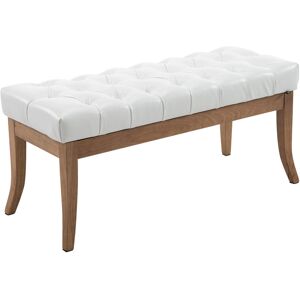 CLP Banquette avec pieds en bois assise en similicuir Blanc