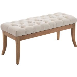 CLP Banquette avec pieds en bois assise en tissu Creme