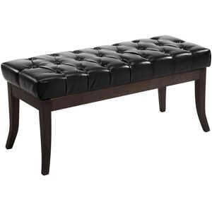 CLP Banquette avec pieds en bois assise en similicuir Noir