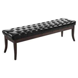 CLP Banquette avec pieds en bois assise en similicuir Noir Noir 38x46x150cm