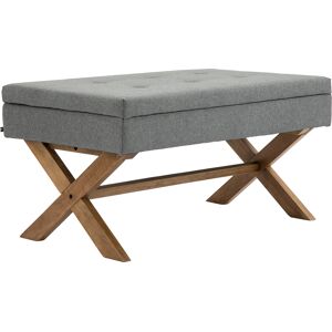 CLP Banquette avec pieds en bois assise en tissu Gris