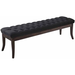 CLP Banquette avec pieds en bois assise en tissu Noir Noir 38x46x150cm