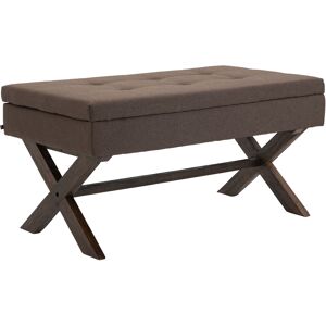 CLP Banquette avec pieds en bois assise en tissu Marron