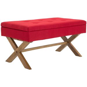 CLP Banquette avec pieds en bois assise en tissu Rouge