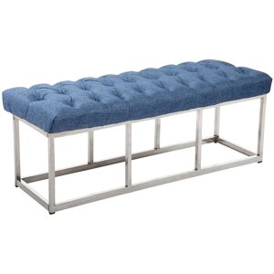 CLP Banquette avec pieds en métal assise en tissu Bleu Bleu 38x46x120cm