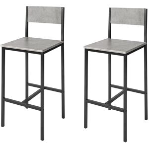 SoBuy Lot de 2 Chaises de Bar avec Repose-Pieds effet bois gris