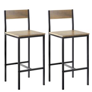 SoBuy Lot de 2 Chaises de Bar avec Repose-Pieds effet bois