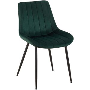 CLP Chaise de salle à manger avec pieds métal assise en velours Vert Vert 61x82x46cm