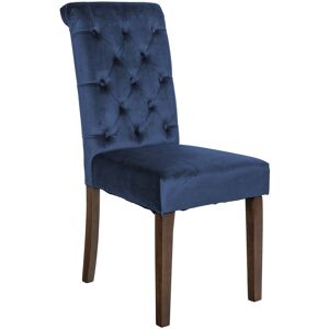 CLP Chaise de salle à manger matelassée en velours Bleu Bleu 63x98x45cm