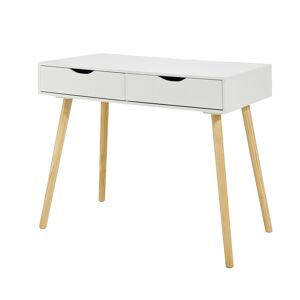 SoBuy Bureau informatique 2 tiroirs effet bois blanc