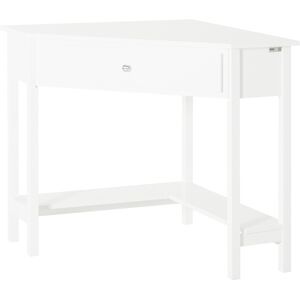 SoBuy Bureau d'angle 1 tiroir effet bois blanc Blanc 76x76x76cm