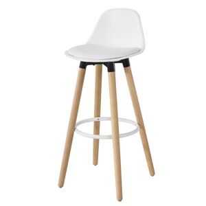 SoBuy Tabouret de bar en bois avec dossier blanc