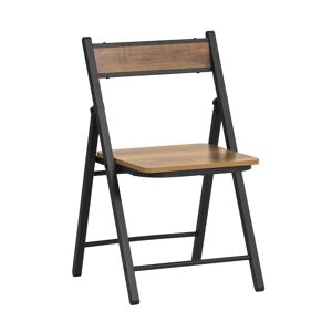 SoBuy Chaise pliante en métal et effet bois marron Noir 46x80x48cm