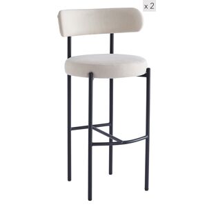 Nordlys Lot de 2 tabourets de bar en metal et tissu beige