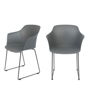 Drawer Lot de 2 fauteuils de table en plastique et metal gris
