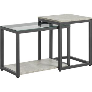 SoBuy Lot de 2 tables basses gigognes empilables effect bois gris