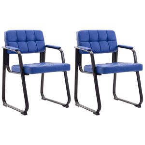 CLP Lot 2 chaises avec pieds en métal assise en similicuir Bleu Bleu 58x84x59cm