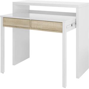 Dmora Console effet bois blanc et chêne Marron 98x87x36cm