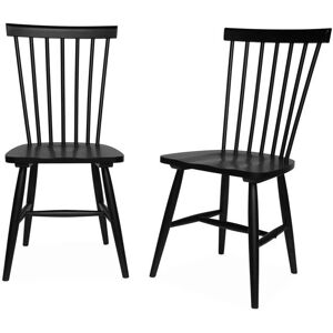 sweeek Lot de 2 chaises noires à barreaux en bois d'hévéa Noir 50x90x44cm