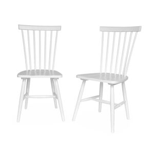 sweeek Lot de 2 chaises blanches à barreaux en bois d'hévéa - Publicité
