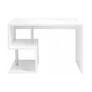 Dmora Bureau en forme de S effet bois blanc brillant 100x50h78 cm Blanc 100x78x50cm