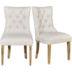 Robin des Bois Lot de 2 chaises en bois et tissu Beige