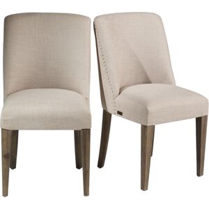 Robin des Bois Lot de 2 chaises en bois et tissus Beige