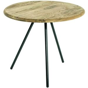 Usinestreet Table basse ronde en chene massif et acier noir 50cm - Noir / Bois