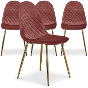 Menzzo Lot de 4 chaises matelassées velours rose - Publicité