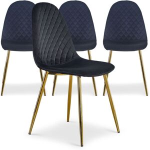 Menzzo Lot de 4 chaises matelassées velours noir - Publicité