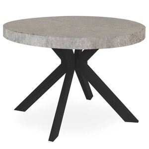 Menzzo Table ronde extensible noir et effet béton Gris 11x75x11cm