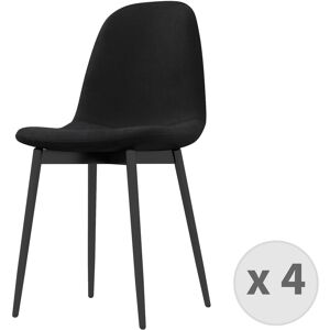 Moloo Chaise velours Noir et pieds metal lot de 4 chaises