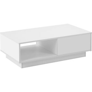 Urban Meuble Table basse haute brillance rectangulaire blanche avec lumiere LED Blanc 95x32x55cm