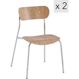 Nordlys Lot de 2 chaises industrielles en metal et bois de fresne