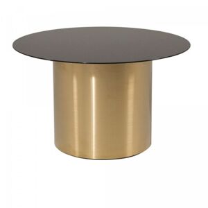 Meubles & Design Table basse ronde en or avec plateau en verre