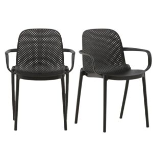 Meubles & Design Lot de 2 chaises modernes en plastique durable noir Noir 44x82x54cm