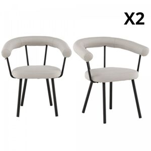 Meubles & Design Lot de 2 chaises contemporaines en simili beige