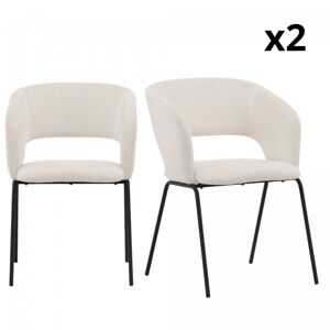 Meubles & Design Lot de 2 chaises modernes en tissu beige