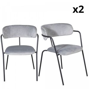 Meubles & Design Lot de 2 chaises contemporaines en velours blanc